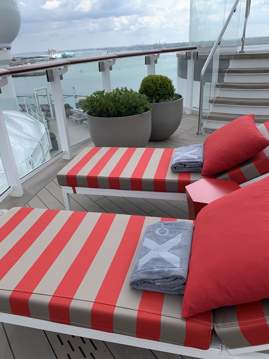 TCsarahbolton's tweet photo. The stunning Retreat area (definitely worth upgrading to a suite to get this benefit!) on @CelebrityUK #CelebrityBeyond #BugNaked #CaptainKate @MccueCaptain #celebritylovesagents #CLIAMaster #CruiseExpert #CruiseAgent #EdgeClass #JourneyWonderFULL @life_at_tc https://t.co/v768OzBjY2