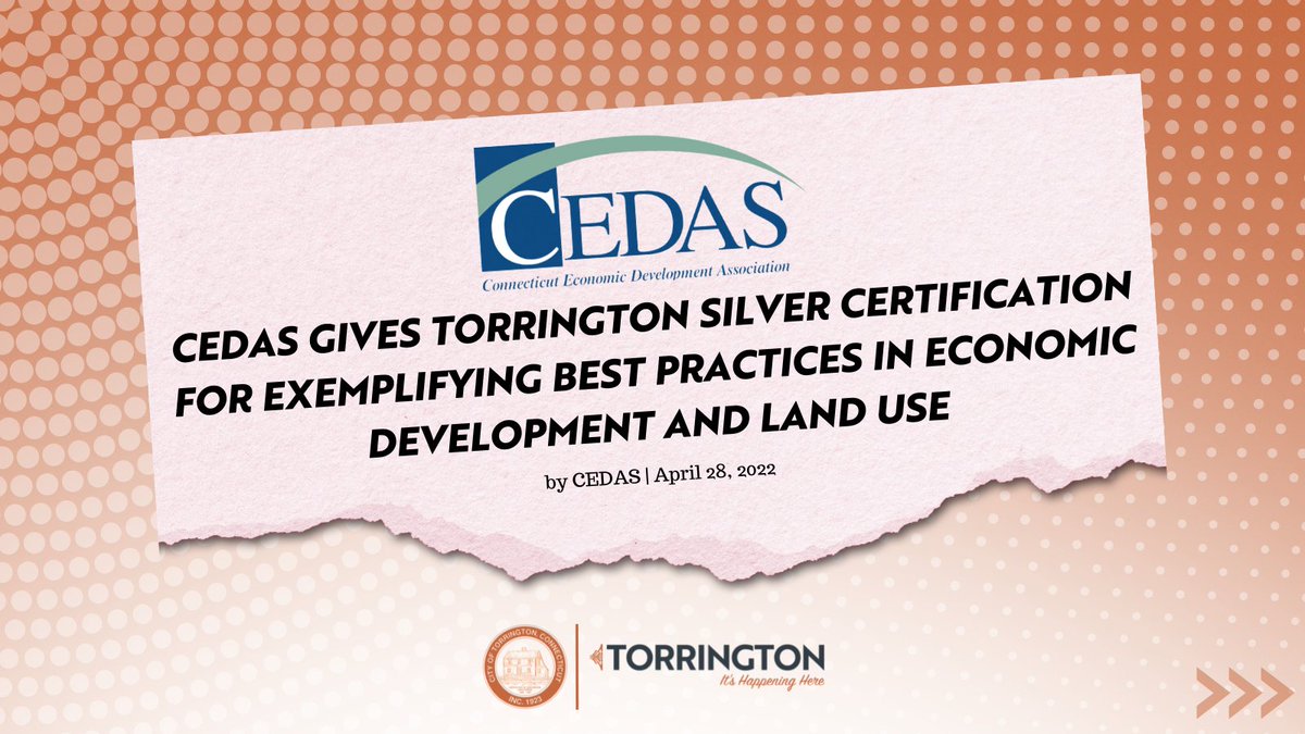 city_torrington's tweet photo. We are excited to say that @CTCEDAS has announced the silver certification for #Torrington for exemplifying best practices in economic development and land use.
Visit the link below to read more 👇
https://t.co/w2fEh8MPH1
#itshappeninghere #torringtonct #CEDAS #bestpractices #CT https://t.co/pJMvueRWep