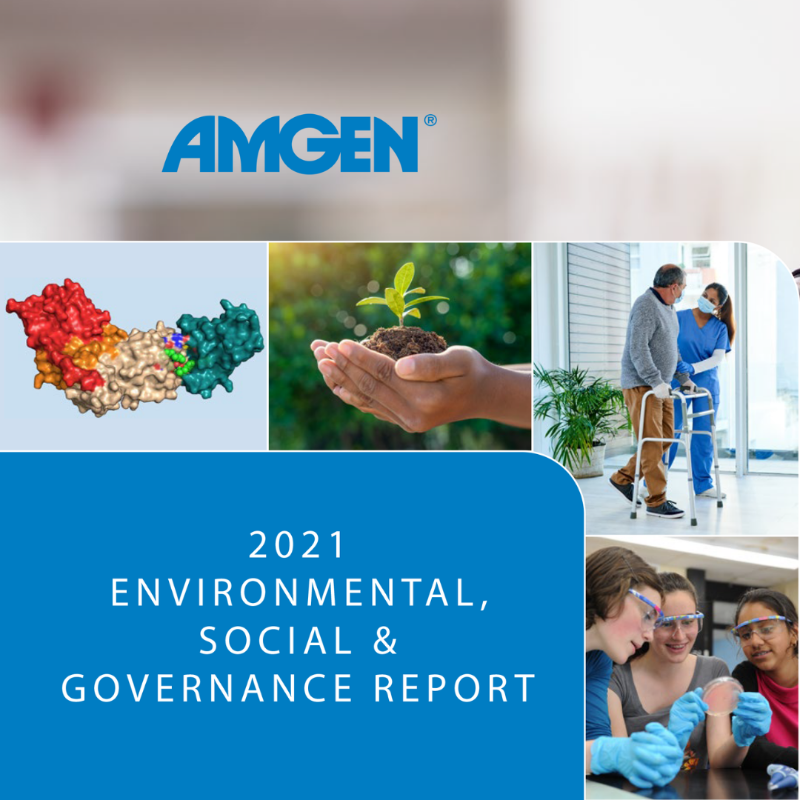 Amgen's tweet photo. Learn how we're building a healthier world together. 💚🌎