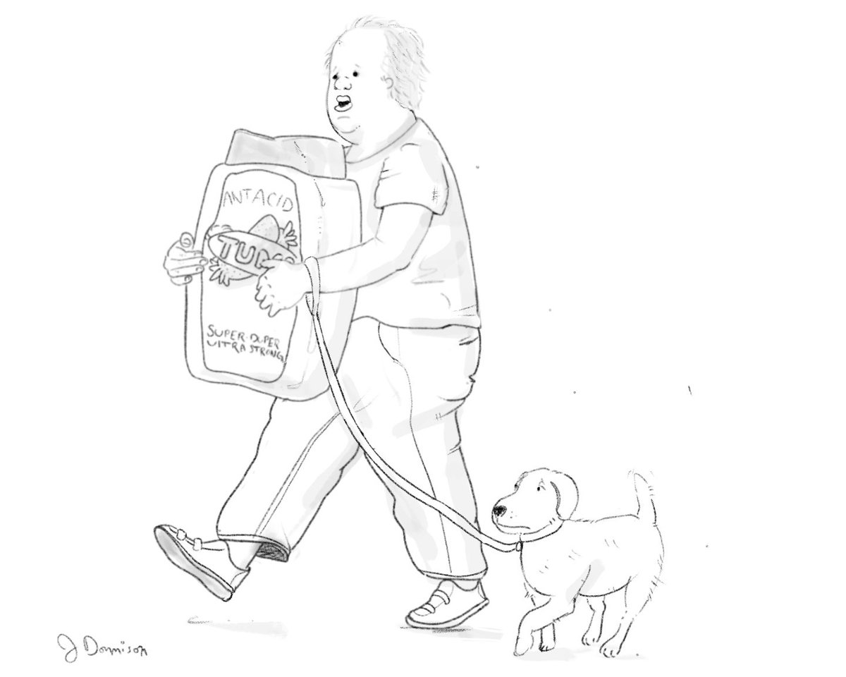joedonnison's tweet photo. Sketch of man who buys his Tums in bulk. 🚨🔥
.
.
.
#cartoonart #editorialcartoon #cartoon #tums https://t.co/SftsI4rrmK