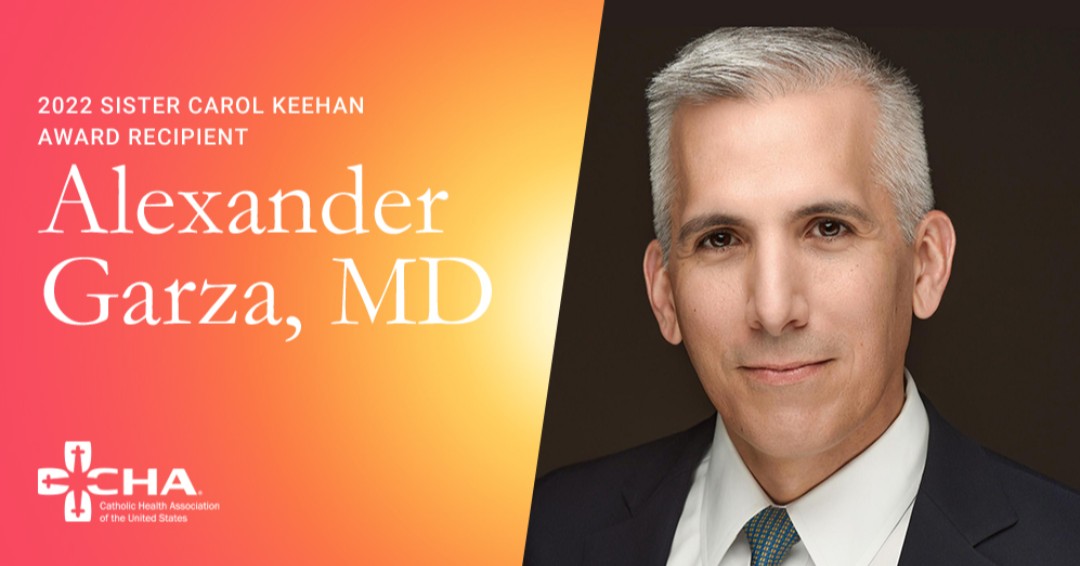 Our 2022 Sister Carol Keehan Award goes to <a href="/alexgarzaMD/">Alexander Garza</a>, chief community health officer at <a href="/SSMHealth/">SSM Health</a>! This award recognizes #CatholicHealth care leaders who boldly champion society's most vulnerable. Learn more: chausa.org/assembly-2022/… 
#2022CHA