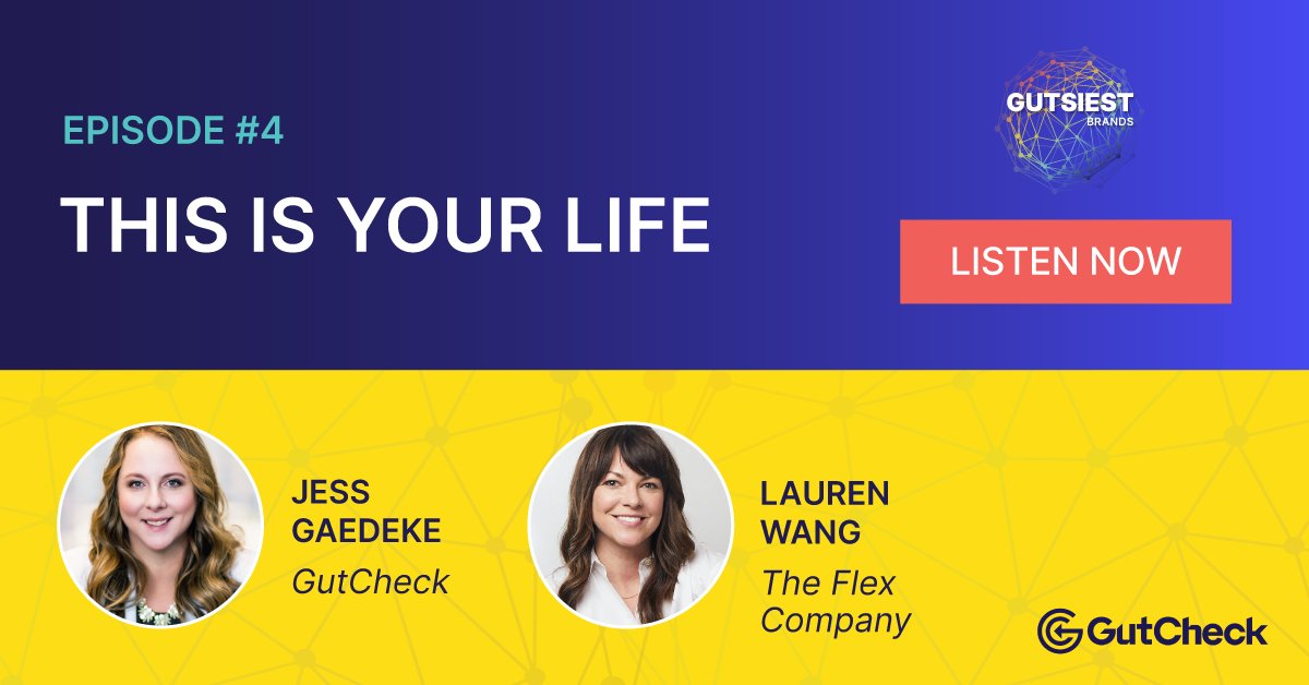 gutcheckit's tweet photo. Gutsiest Brands podcast episode 4 is out! In it, Lauren Wang, CEO &amp; Founder of The Flex Company, talks about being gutsy by breaking rules, ignoring competitors, and being empathetic as a disruptor and innovator in the period-care category. Check it out! https://t.co/3C27DjZfCs https://t.co/wdz6PgDpDv