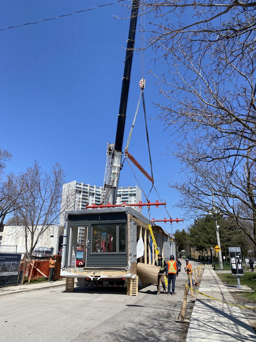 BradMBradford's tweet photo. 1/ An important day for housing, right here in the #EastEnd.

As we begin craning in 59 new units of #ModularHousing at Trenton/Cedarvale, we're building much-needed housing  w/ supports on site. These units will provide shelter &amp; opportunity for the new neighbours joining us. https://t.co/wAF3TWs1M3