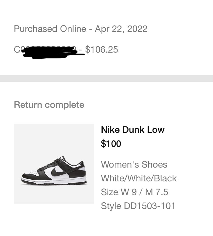 bhills20's tweet photo. ⁦@Nike⁩ ⁦@nikestore⁩ tried buying a pair of dunks for my wife’s birthday and you guys didn’t deliver them and returned them without ever notifying me why, even though I have never had any delivery issues before. If there’s anything you could do it would be appreciated https://t.co/fJjUAsz5Me
