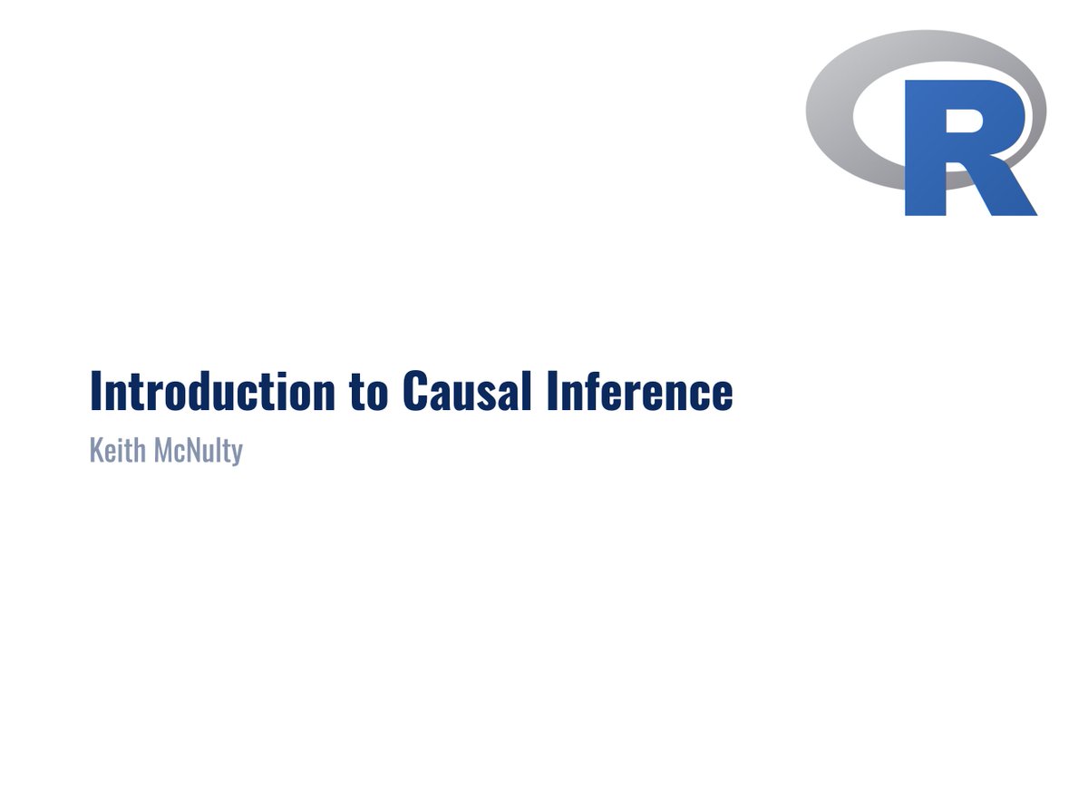 Here's the presentation from a session I gave on causal inference today.  Might be useful to some others, but needs a bit of voiceover.  #rstats #datascience #statistics 
keithmcnulty.github.io/causal_inferen…