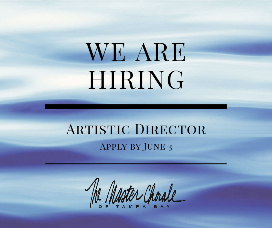 We are seeking an exceptionally talented choral conductor to serve as our Artistic Director beginning in July, 2022, which kicks off our 44th season. Apply by June 3! Details at: masterchorale.com/employment.html