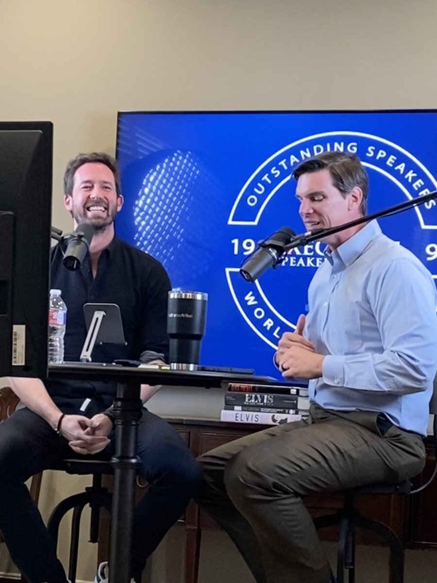 ExecSpeakers's tweet photo. These two had a little fun today. Pleasure having @sterlinghawkins in studio today to discuss all things Hunting Discomfort, what it means to get a tattoo, and how to live your best life, #NoMatterWhat. https://t.co/fuliNuvppr