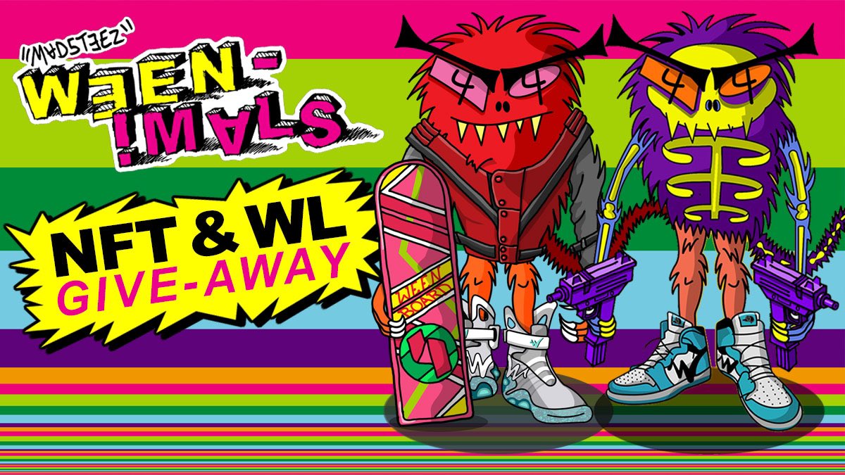 weenimalsnft's tweet photo. GM! 👀
WEEN!mals NFT Giveaway by world-renowned artist @MADSTEEZ
👹🚀🔥

HOW TO ENTER:

1. Join our https://t.co/lTDOwWAsJr
2. Retweet this post
3. Follow @weenimalsnft 
4. Tag 4 friends 

FREE NFT mint pass winner announced Sunday, at 4:44 pm EST https://t.co/SpKvQ0H95J