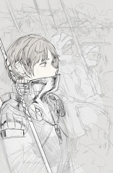 創作絵の進捗、起きたら個人依頼のラフを資料そろえたのでやっと手を付ける… 