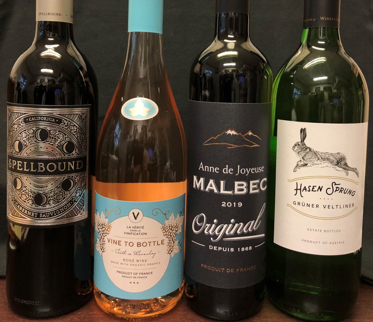 For our Friday, April 29 Wine Tasting from 4-7 pm, Jeremy will have on hand Spellbound Cabernet Sauvignon, Vine to Bottle Rosé, Anne de Joyeuse Malbec, and Hasen Sprung Grüner Veltliner (White). You must be 21+ to participate. #winetasting