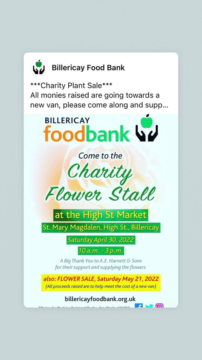 Welcome to come along and support Billericay Foodbank 🙏🙏