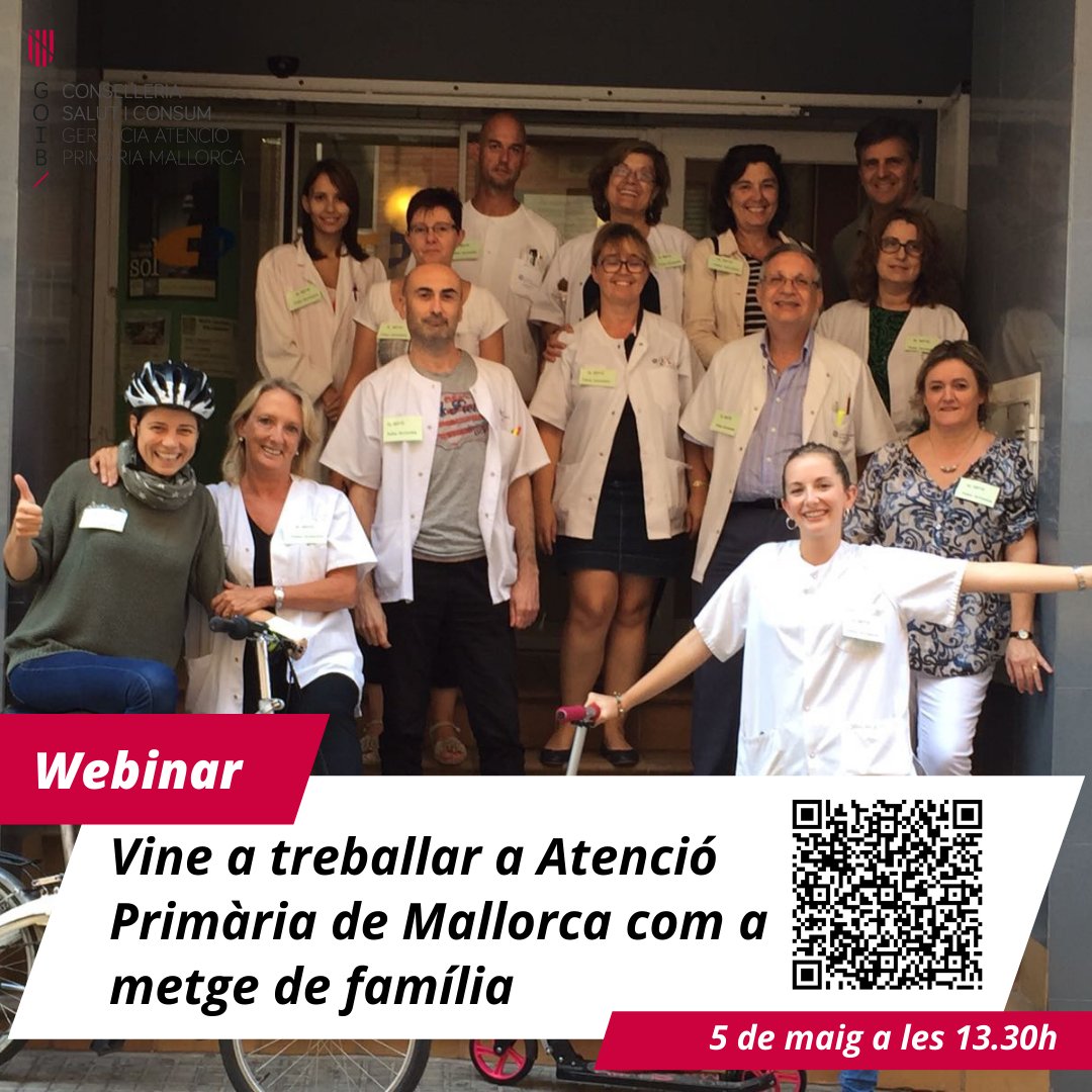 ATENCIÓN🚨

Reserva en tu agenda un espacio el 5 de mayo a las 13.30 h🗓️😉

Conéctate al #Webinar "Ven a trabajar a Atención Primaria de Mallorca como médico de familia"👩‍⚕️👨‍⚕️

@c_c_baxter <a href="/txemacoll/">🅣ˣᴱᴹᴬ🅒ᴼᴸᴸ</a> <a href="/rduror/">Rosa Duro Robles</a> <a href="/mafontoliver/">Maria Antònia Font</a> <a href="/UDMFCs1Zaragoza/">unidad docente s1Z</a> <a href="/resisdemadrid/">Vocalía Residentes y JMF</a> @jpoubordoy <a href="/avillegasrey/">Alfonso Villegas Rey</a>