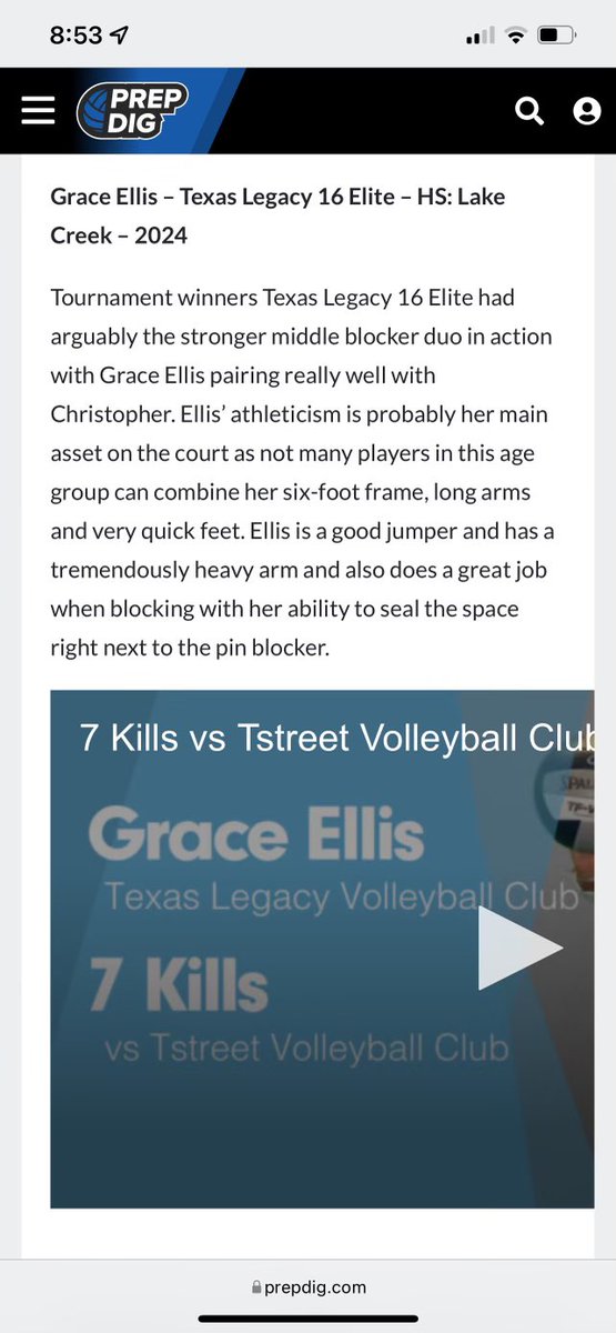 thatredheadkim's tweet photo. Thx @PrepDig love my girl! @TexasLegacyVB @lakecreekvb #collegebound #athlete #volleyball https://t.co/FlZ5FqGqnv