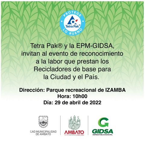 ✔️La responsabilidad social y ambiental de las empresas privadas en el país, es aplicada al reconocer el trabajo a los Recicladores de Base 🚮 de nuestra Ciudad. 

@TetraPakEcuador en coordinación con <a href="/EPMGIDSA/">EPM-GIDSA</a>, realizará un reconocimiento a este grupo vulnerable de la Ciudad.