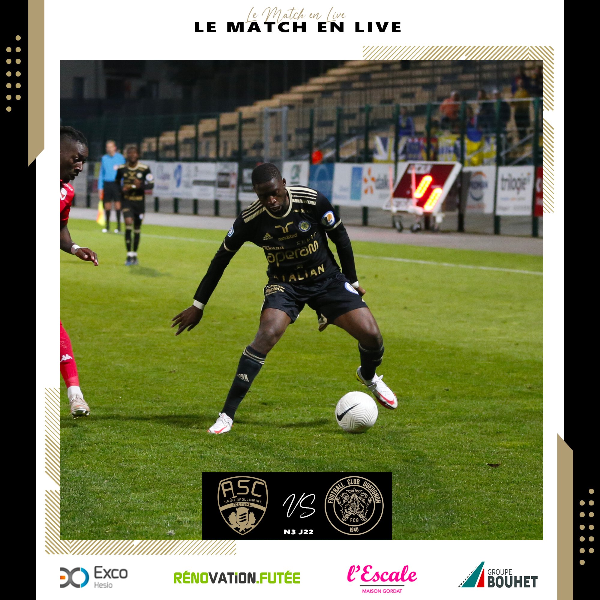 FC Gueugnon on Twitter "🟡🔵 𝙇𝙚 𝙢𝙖𝙩𝙘𝙝 𝙚𝙣 𝙡𝙞𝙫𝙚 ! St Apollinaire / FC