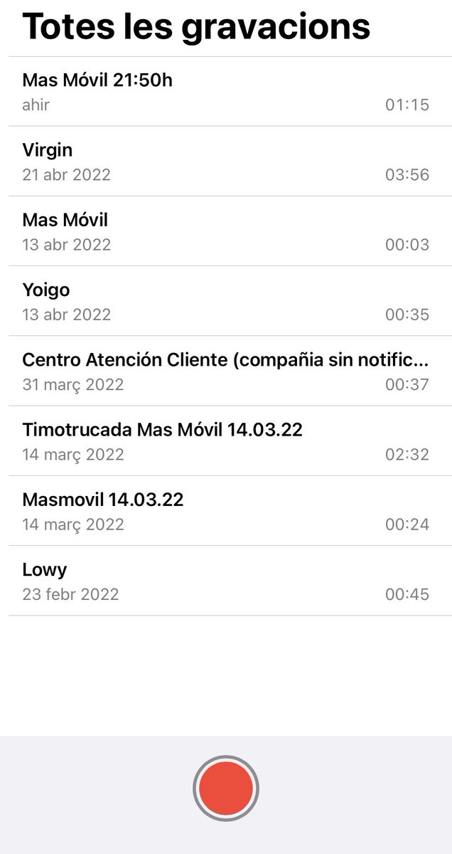 cea_laura's tweet photo. Llistat de gravacions de trucades per part de #grupomasmovil
Repeteixo; respecteu la #listarobinson d’una vegada. Trucada que feu, trucada que denunciem a #AgenciaEspañolaProteccióndeDatos https://t.co/RITF3ajYEU