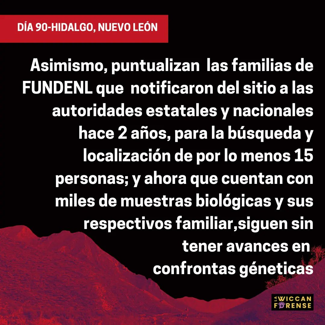 DÍA 90
BÚSQUEDAS ,LOCALIZACIÓN Y RECUPERACIÓN  DE 9 MIL  RESTOS ÓSEOS PERO  FALTA LA IDENTIFICACIÓN Y ESCLARECIMIENTO DE LAS CAUSAS DE LA MUERTE ...
CRISIS FORENSE  EN MÉXICO
#CrisisForense