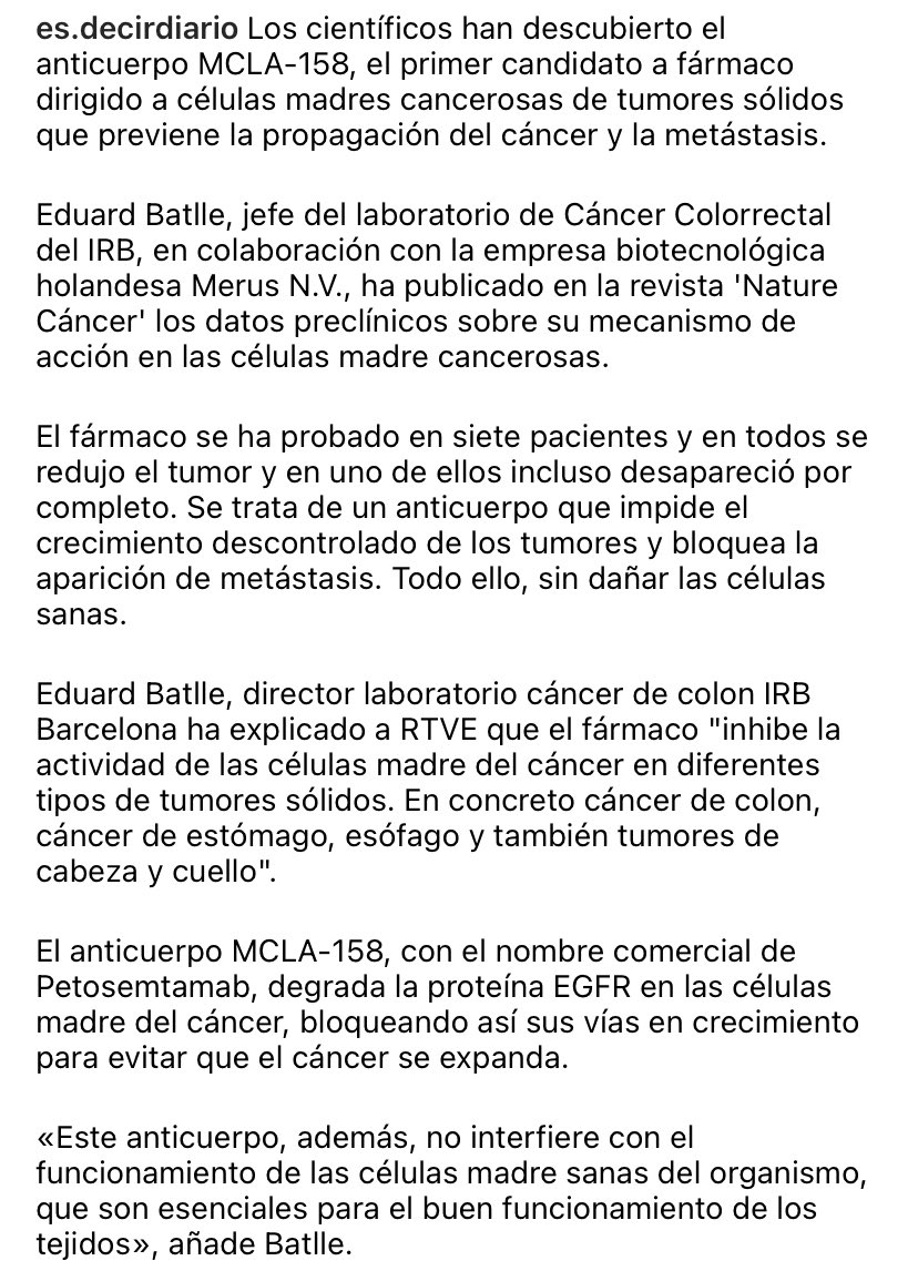 🔬 Una investigación liderada por el equipo científico del Instituto de Investigación Biomédica de Barcelona ha hallado un anticuerpo que previene la propagación de tumores y la metástasis.