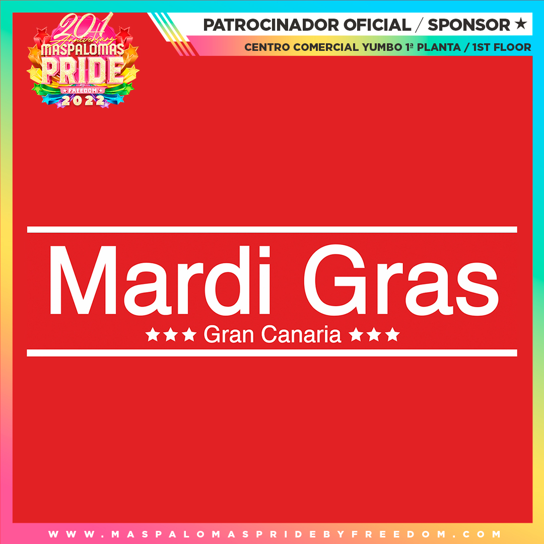 MaspaPride's tweet photo. MARDI GRAS GRAN CANARIA
❤️🧡💛💚💙💜
Official Sponsor | Patrocinador Oficial de Maspalomas Pride by Freedom 2022 📍Centro Comercial Yumbo 1ª planta (planta baja) / 1st floor (ground floor) #yumbocentre #yumbocentrum #ccyumbo #lgbtqi #gaypride #mardigras #mardigrasgrancanaria https://t.co/lyl4RhzlYn