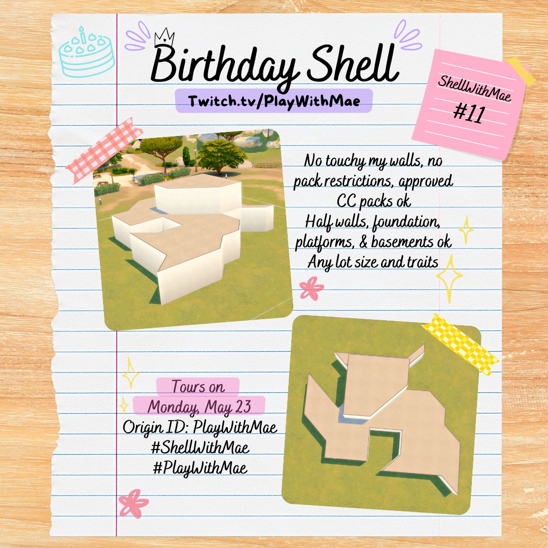PlayWithMaeTV's tweet photo. My Birthday Shell is live! 28 walls for 28 years of life! ๐
Tours are on Monday, May 23! ๐
#ShellWithMae #ShellChallenge https://t.co/uU7IM6d6cG