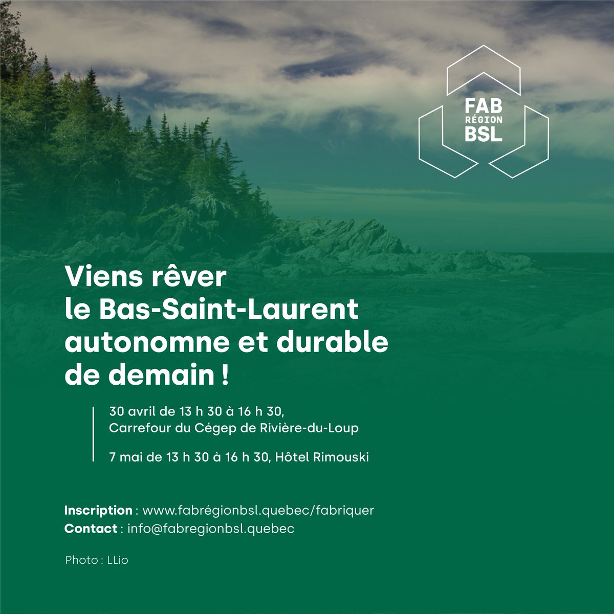 💥Tu veux contribuer à l'autonomie durable et au projet FabRégion Bas-Saint-Laurent ?

2 consultations  👇

30 avril | Rivière-du-Loup
7 mai | Rimouski 

Inscription obligatoire, mais gratuite 👇fabregionbsl.quebec/fabriquer