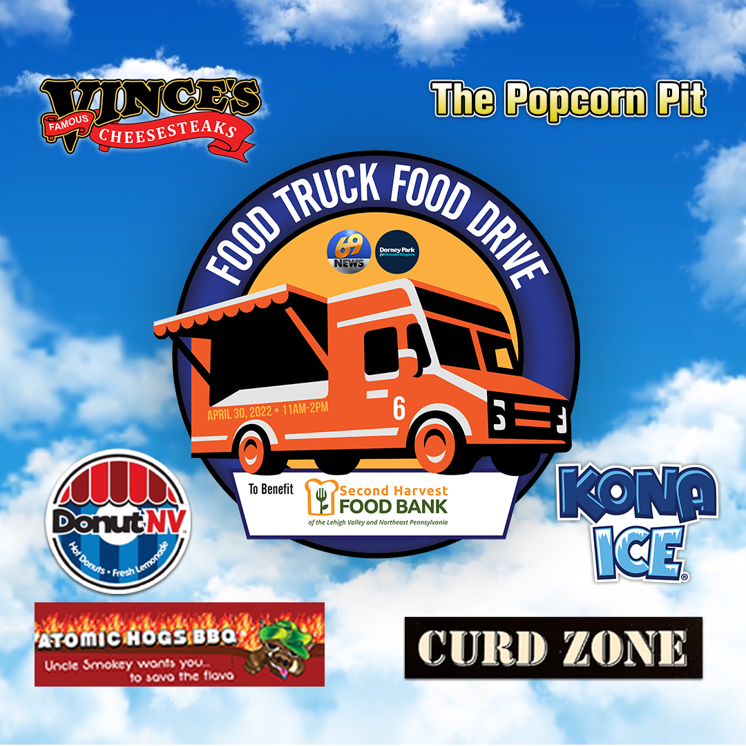 The food trucks are back this year for the <a href="/69News/">WFMZ-TV 69News</a> and <a href="/DorneyParkPR/">Dorney Park</a> #FoodTruckFoodDrive!  On Saturday, <a href="/KonaIceAtown/">Kona Ice Allentown</a>, <a href="/vincessteaks/">Vince's</a>, DonutNV, Popcorn Pit, Atomic Hogs BBQ, and Curd Zone will be set up at Dorney Park.  It's all to help @SHFBLV.  Details: wfmz.com/fooddrive