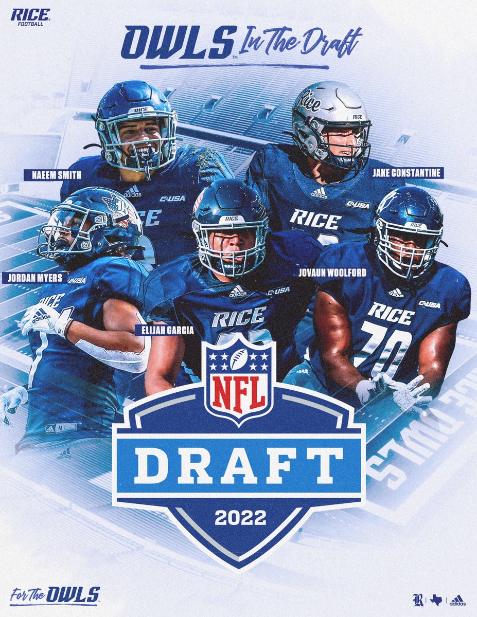 RiceFootball's tweet photo. Good luck to all of our Owls in the draft this weekend! #NFLDraft 

#GoOwls👐 x #RFND https://t.co/g6qT5edsWc