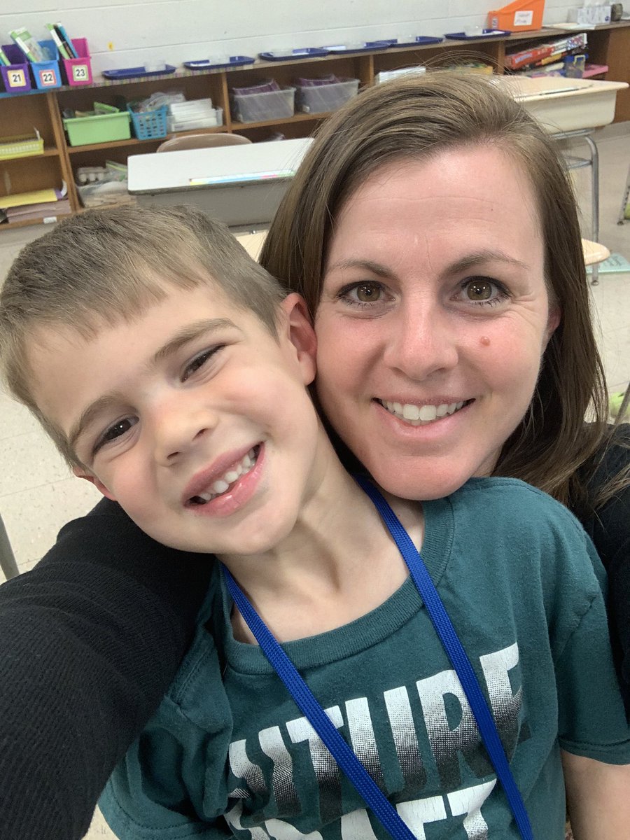 LaurieCorrNPSD's tweet photo. I think it’s safe to say that Aidan LOVED being an #OPshark today and is going to miss all of his new friends! He played math games, went to music, ate in the cafeteria, did buddy reading, and even led a lesson on how to draw a dinosaur.👏🦈 #TakeYourChildToWorkDay https://t.co/64SdCW99jO