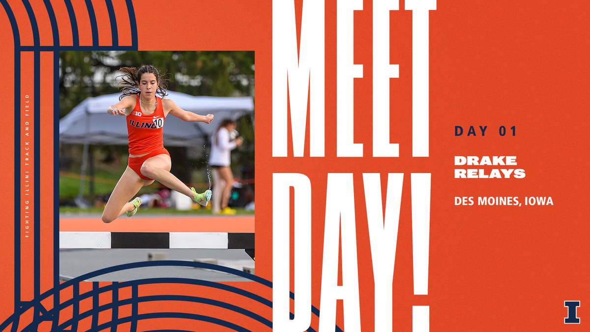 IlliniTrackXC's tweet photo. .@DrakeRelays 𝐌𝐄𝐄𝐓 𝐃𝐀𝐘 𝟏

📍 Drake Stadium
🕕 6:27 PM CT » 3000m Steeplechase
📊 https://t.co/ZJX0y7rUkX
ℹ️ https://t.co/V6OvcF2s28
🗓 https://t.co/gmGgl3yMz8

#ILLINI https://t.co/SHAiy0X7FD