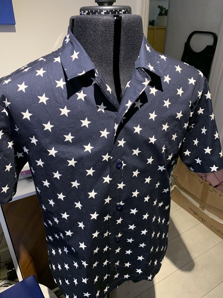 DAH74's tweet photo. So I love @sewingbee so decided at the weekend to see how hard it is to sew a shirt! Think I nailed it? 1st item of clothing I’ve ever made @paddygrant what do  you think? https://t.co/G4QZnQ1jUn