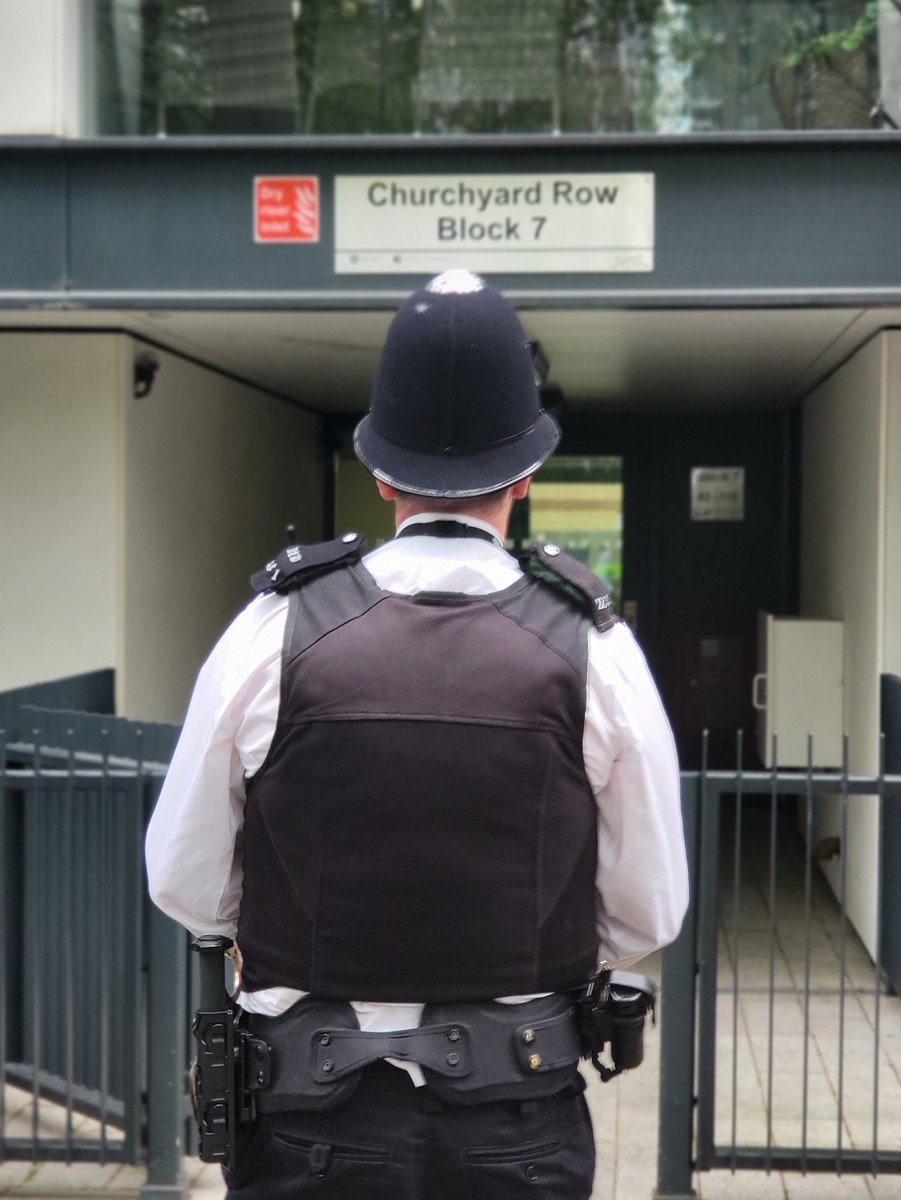 MPSStGeorgeMD's tweet photo. Officers from St Georges Ward have been down Churchyard Row today. We have conducted weapons sweeps and patrolled the blocks as there have been concerns raised regarding ASB. We will be returning tomorrow. https://t.co/oCbxnfMims