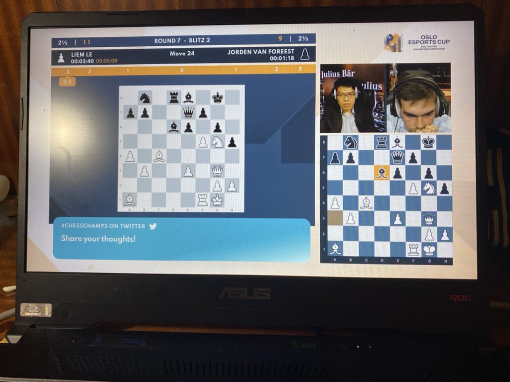 A_Lustic's tweet photo. Masterclass from Lê Quang Liêm! He is the world blizt champion for a reason. Staying up until 4am here in Vietnam, just the same as Charity Cup.

Sadly Liem didn't win it but we are still very proud about our country's GOAT. 
#ChessChamps https://t.co/VFOXyCLyOR