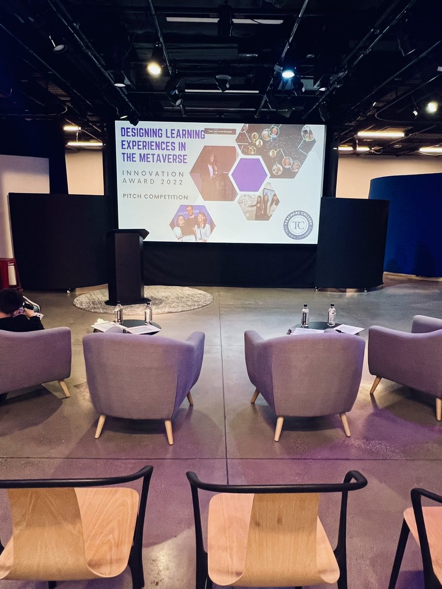 professorfun's tweet photo. Tonight at 6 pm at the Smith Learning Theater @TeachersCollege ! Who will win this year’s Innovation Award? Explore projects at the Showcase and vote for your favorite as People’s Choice winner. Watch finalist teams give pitch presentations to a panel of expert judges! @TC_MST https://t.co/IwFJyxSzeP