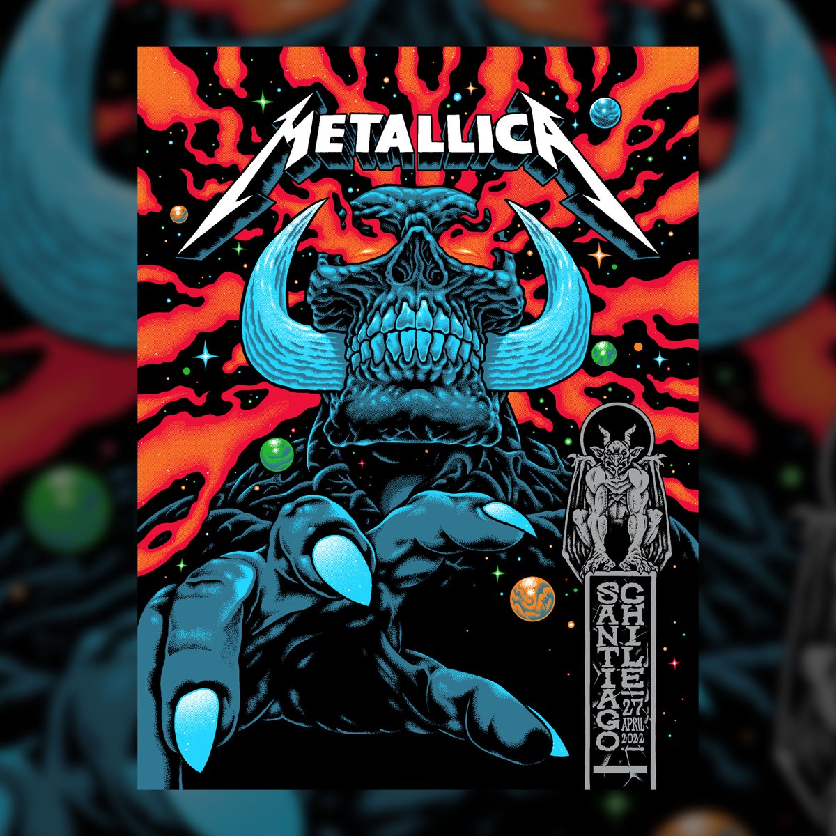 Yesterday’s poster from the gig in Santiago, Chile was designed by Pitchgrim and is available now at Metallica.com & through Probity Merch. ➡ metallica.com/store ➡ metallica.probitymerch.com