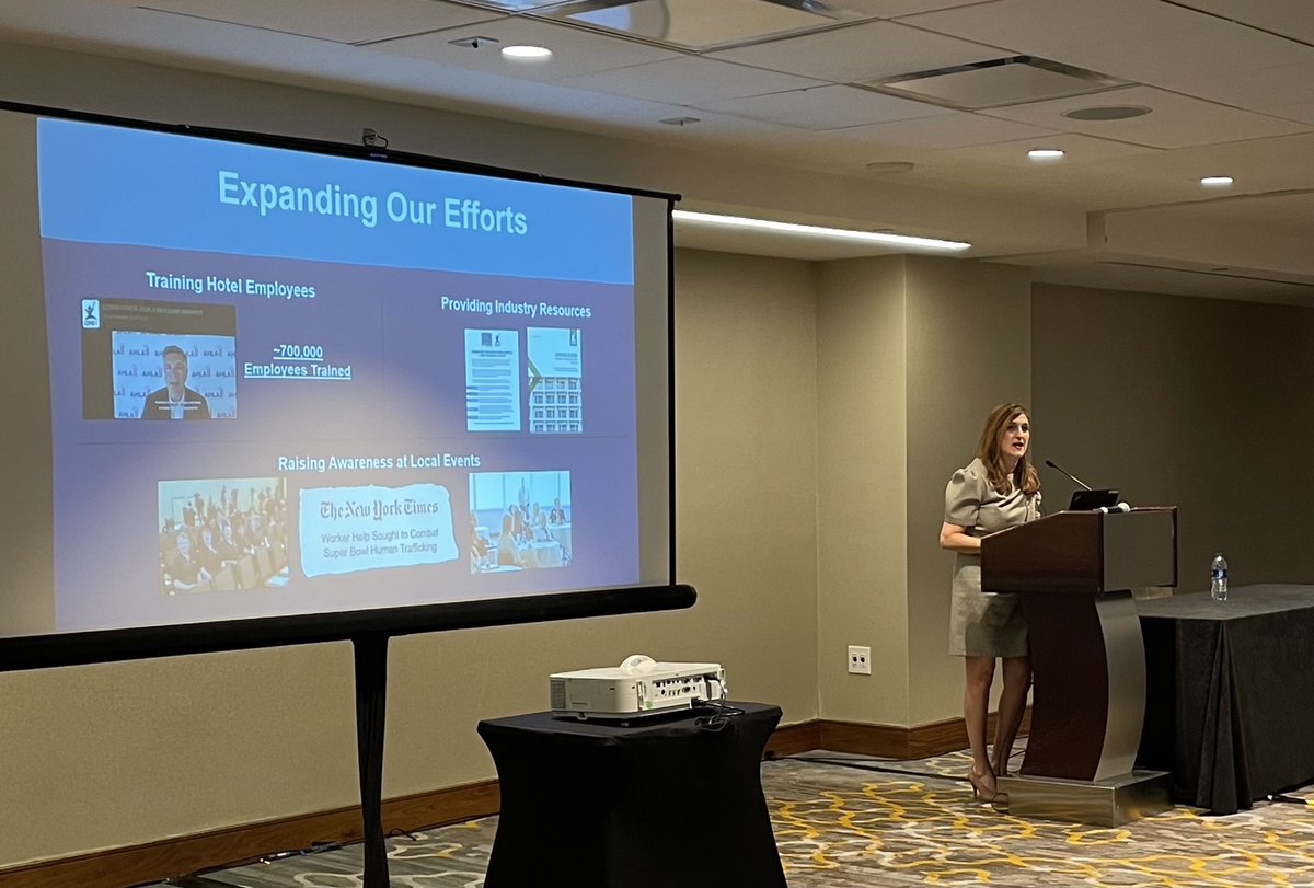 AHLA's tweet photo. Hotel employees from D.C., Maryland and Virginia participated in a free human trafficking prevention and reporting training session as part of @AHLAFoundation’s No Room for
Trafficking effort. #OTRDC #NRFT https://t.co/8eTDZibIT6