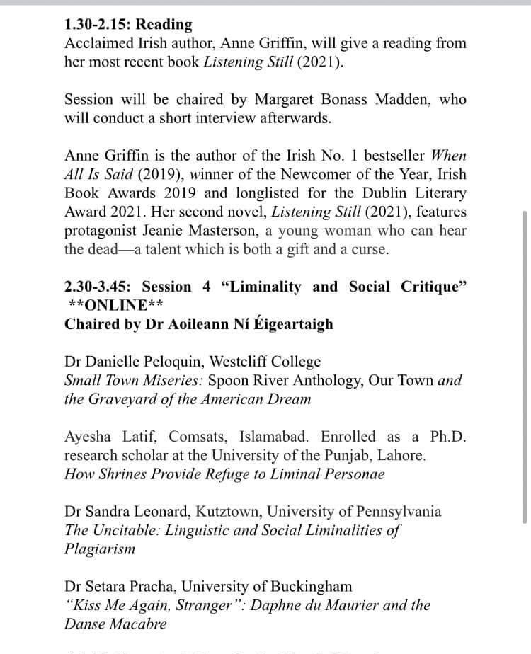 margaretbmadden's tweet photo. Tomorrow morning I’m presenting a symposium paper on Roddy Doyle’s #LifeWithoutChildren, & in the afternoon I’ll be chairing a session with @AnneGriffin_ , author of #ListeningStill and #WhenAllIsSaid. Never a dull day in the world of academic research 🧐 https://t.co/hXKvTdQarl