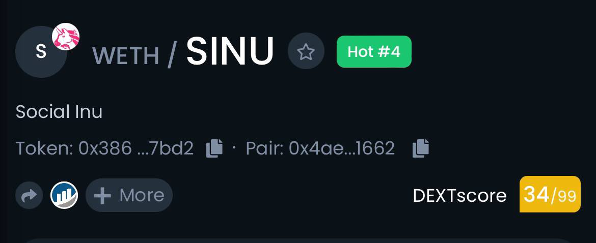SocialInuERC's tweet photo. HOT #4 👀 $SINU IS NOT STOPPING! https://t.co/35BwQMebA9