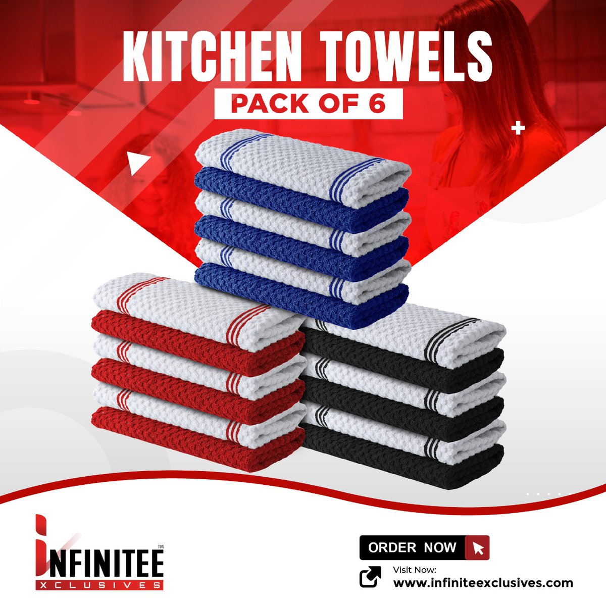 infiniteebiz's tweet image. A kitchen without a nice kitchen towel is a complete mess. Our kitchen towels are soft and absorbent and made with the best material to give you a squeaky clean kitchen.
#infiniteexclusives #kitchentowels #AmazonPrime