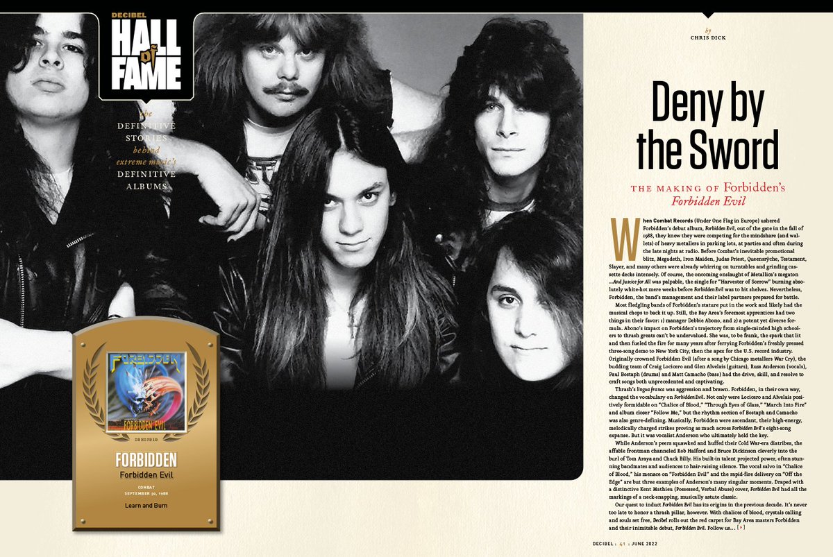 dbmagazine's tweet photo. Forbidden's 1988 debut "Forbidden Evil" gets its Decibel Hall of Fame induction in Decibel's June issue. Read the seven-page making of this progressive thrash classic and nab the issue here!
👉 https://t.co/jnS4fgBBEu
#Forbidden #ForbiddenEvil #thrash #deicbelhalloffame https://t.co/ZuEUjgVhiF
