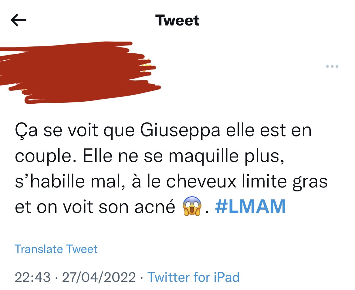 MayOpinions's tweet photo. Je trouve ce genre de propos hyper choquants! Une vraie femme a des gros seins, des grosses fesses, une taille anormalement fine, une peau parfaite mais vous vous rendez compte de ce que vous dites?! De l’acné? Oui et donc?! C’est humain! Éduquez vous bordel! #LMAM https://t.co/BZ1Ihs9zU4