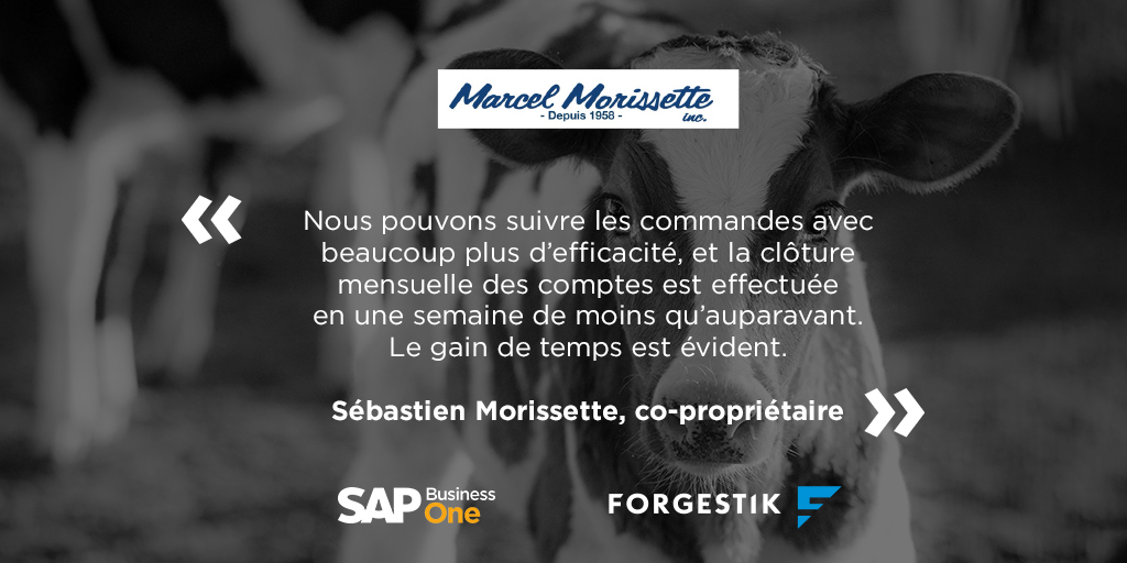 Forgestik's tweet image. En choisissant SAP Business One, les propriétaires de Marcel Morissette Inc., une entreprise familiale spécialisée dans les équipements de traite pour les fermes laitières,  ont réussi à accroître l&apos;efficacité de ses opérations quotidiennes.  hubs.la/Q017TCDJ0