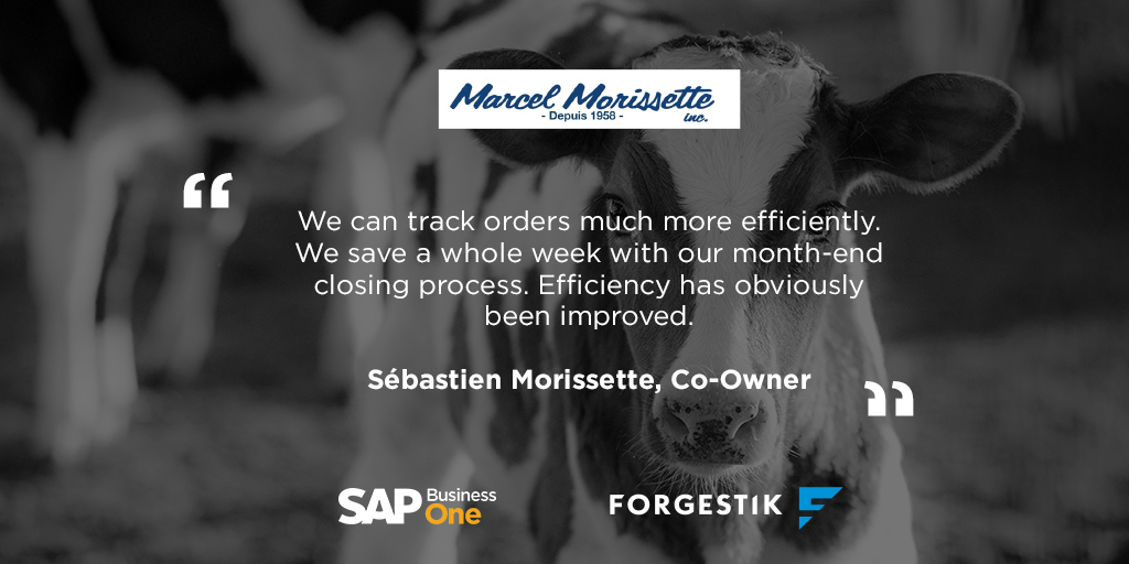Forgestik's tweet image. By choosing SAP Business One, the owners of Marcel Morissette Inc, a family-owned business specializing in milking equipment for dairy farms, succeeded in boosting efficiency of its growing daily operations. Read the story here:  hubs.la/Q017Tnrd0