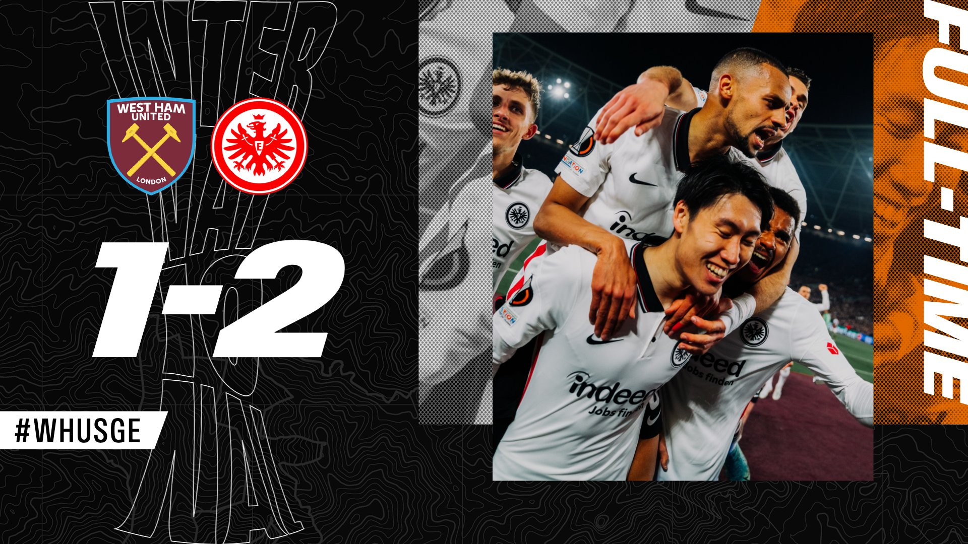 ヨーロッパリーグ チャンピオン22 Europaleague 準決勝 1stレグ ウエストハム 戦 1 2 で 試合終了 クナウフ と 鎌田 選手のゴールでまずは先勝 敵地で貴重な勝利を手にしました Sgeuropa Whusge Uel