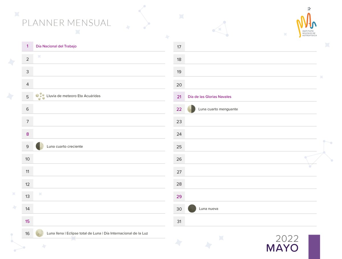 astrofisicaMAS's tweet photo. Si tal como nosotr@s no te diste cuenta cómo está llegando #mayo, no puedes dejar de amenizar el siguiente mes imprimiendo nuestro #CalendarioMAS, dedicado a las estrellas variables y nuestra línea de investigación "Transientes, Variables y Planetas"
https://t.co/4FpoluYdfh https://t.co/ddz5L3tHum