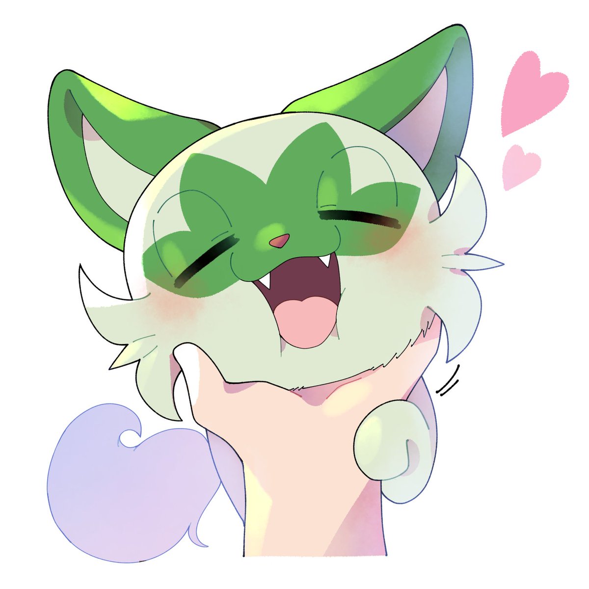 oekaki_gorusiti's tweet image. なでなでされるニャオハを描きました。