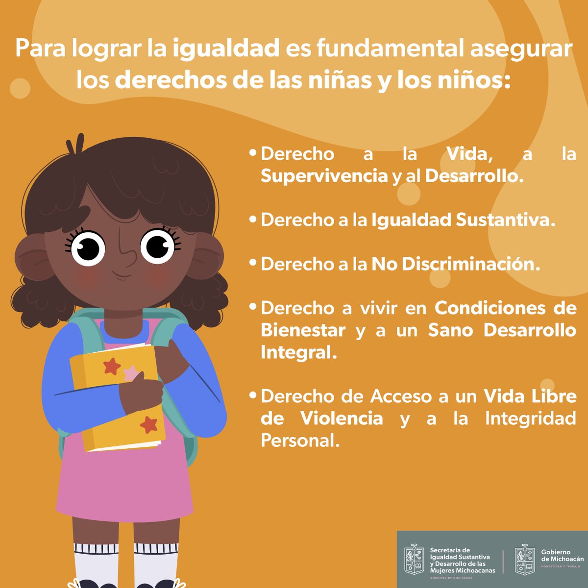 SeMujerMich's tweet photo. Las niñas, niños y adolescentes tenemos derecho a la igualdad sustantiva, a no ser discriminado y a vivir en condiciones de bienestar y a un sano desarrollo integral.
#JuntasTransformando
#HonestidadyTrabajo https://t.co/VfjfgbKHzF