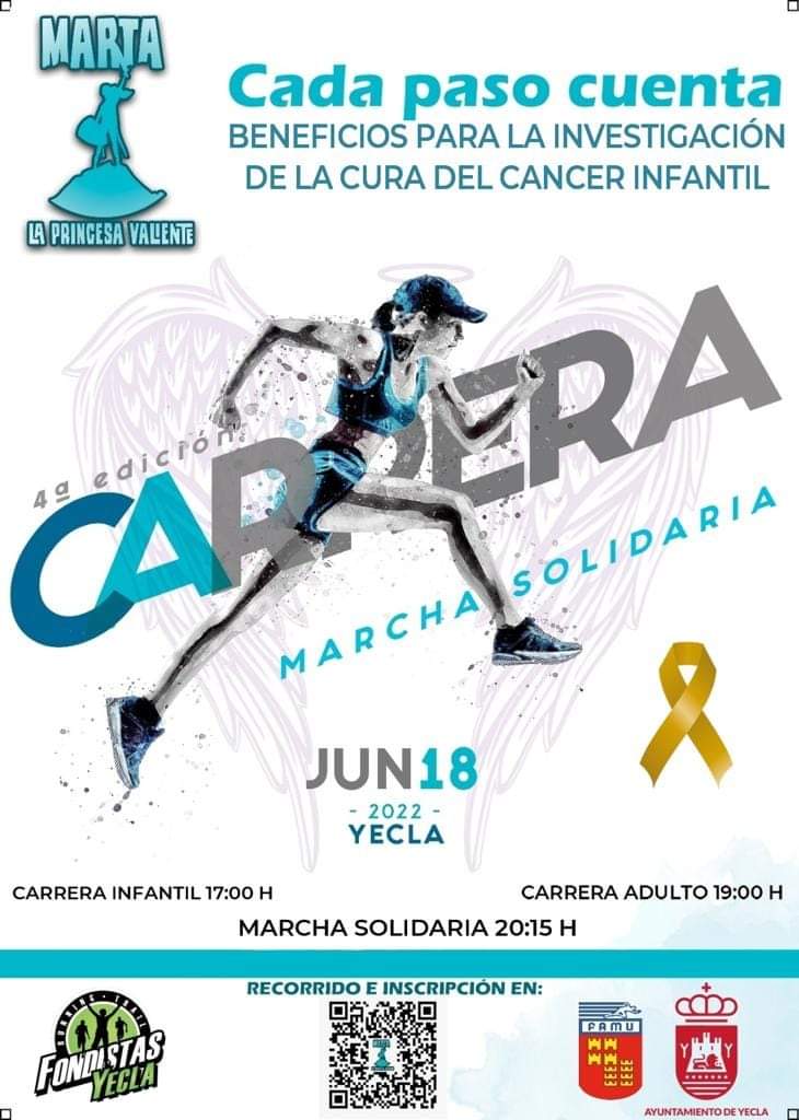 El próximo 18 de junio celebramos la 4^Edición de la Carrera/Marcha Solidaria "Marta la princesa valiente". Este año será presencial y virtual para quien no pueda acompañarnos ese día!
Vamos 💪 💪 💪!!