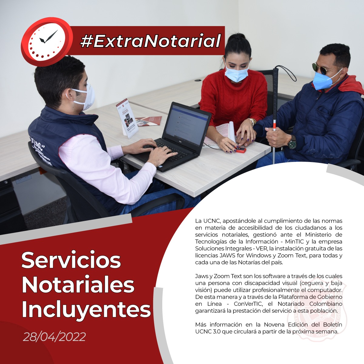 notariadoucnc's tweet photo. 📢 #ExtraNotarial 🇨🇴 El Notariado Colombiano está 🤝🏼comprometido con el cumplimiento de las normas en materia de accesibilidad de los ciudadanos a los servicios notariales.🦯
#ServiciosNotarialesIncluyentes #Accesibilidad #JAWSforWindows #ZoomText https://t.co/iktsYC1IMb