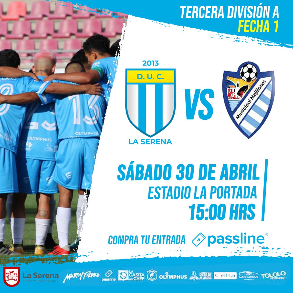 DUCLaSerena's tweet photo. ESTAMOS DE VUELTA. Y con un partidazo. El Súper DUC se estrena en la Tercera División A ante Mejillones. El juego será en La Portada, nuestra casa ¡Acompáñanos en una gran tarde de fútbol comprando tu entrada! #SuperDUC #VamosDUC
📲 https://t.co/qrZXgRqcu4 https://t.co/fhEJbN9mjh