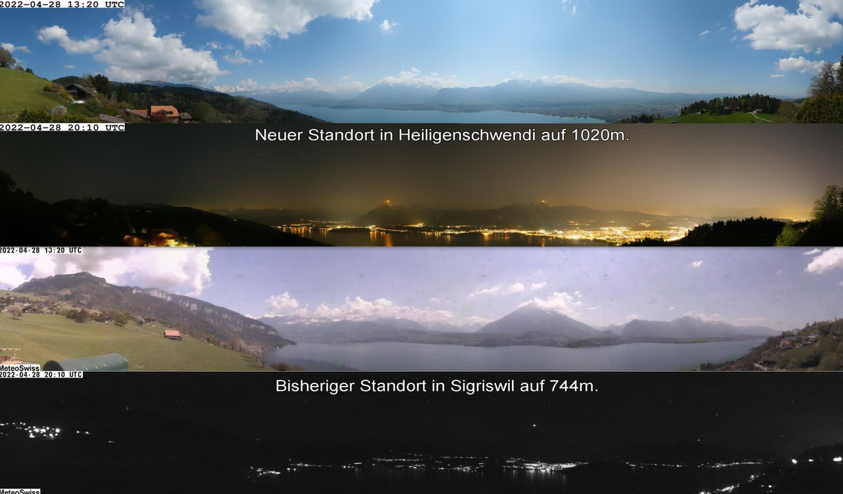 meteoschweiz's tweet photo. Unsere langjährige MeteoSchweiz #Wetterkamera Sigriswil wechselt den Standort nach #Heiligenschwendi, in Zusammenarbeit mit unserem Partner #Roundshot. Der Unterschied ist augenscheinlich. https://t.co/d7nHNNmDko